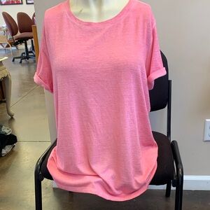 GAP Bright Pink Short Sleeve Tee with Cuffed Sleeves